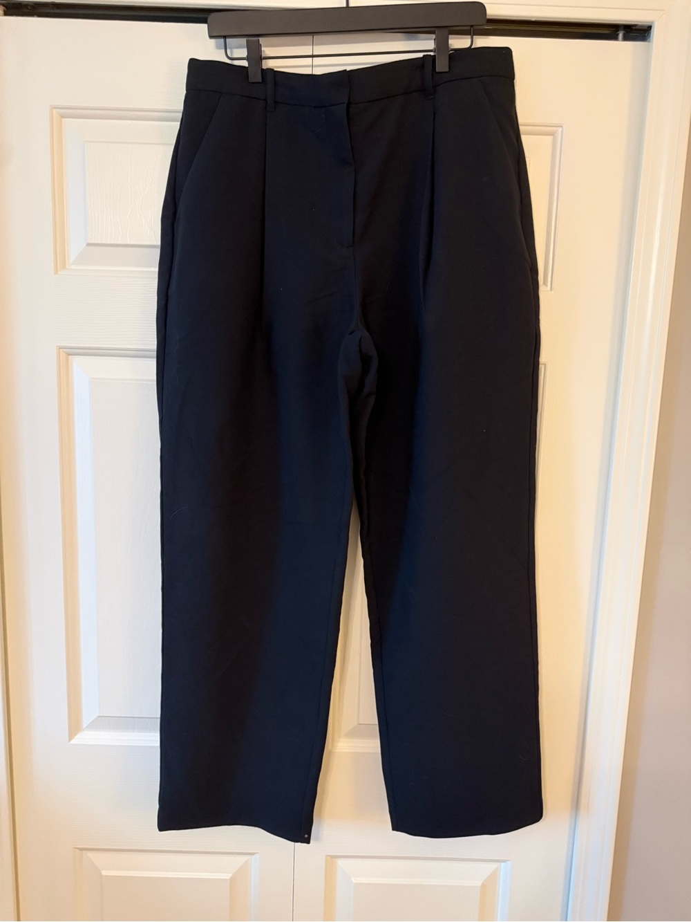 Abercrombie & Fitch Navy High-Rise Straight Trousers